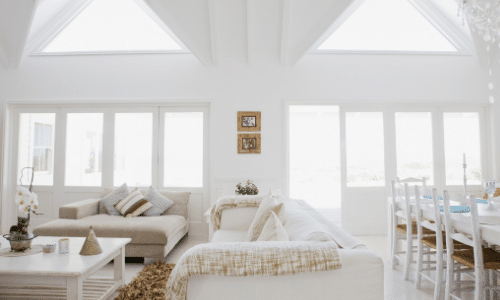 Living room with white interior