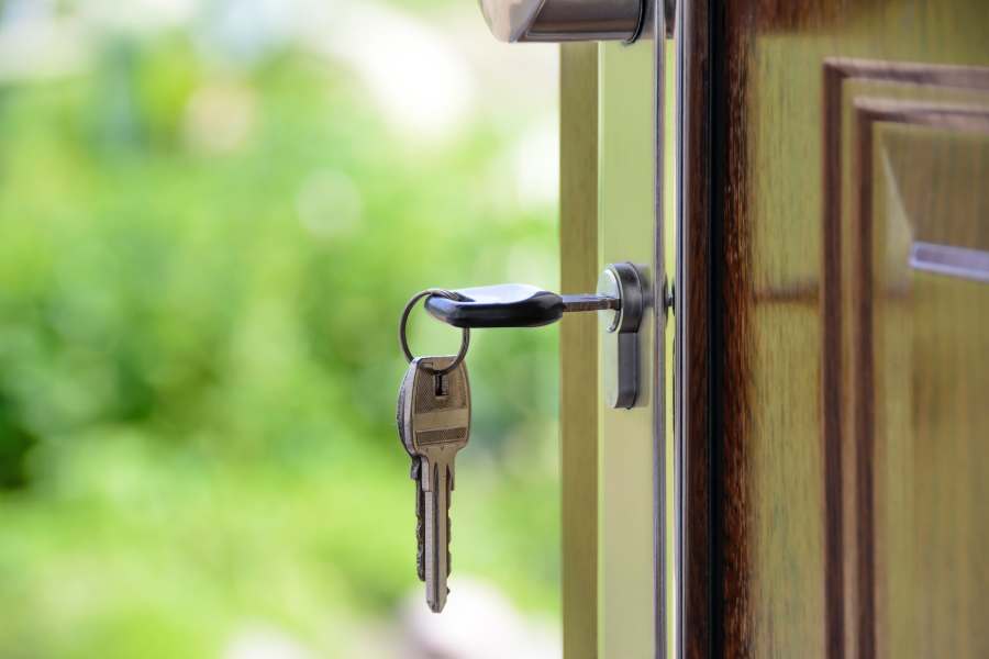 Key inserted into a keyhole