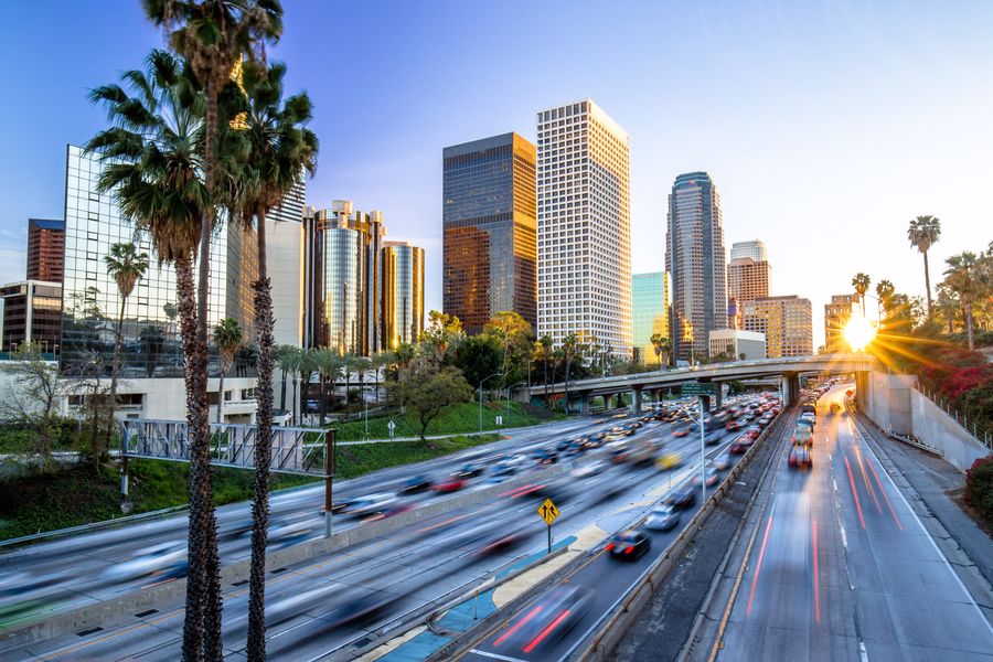 Cars in a Los Angeles roadway