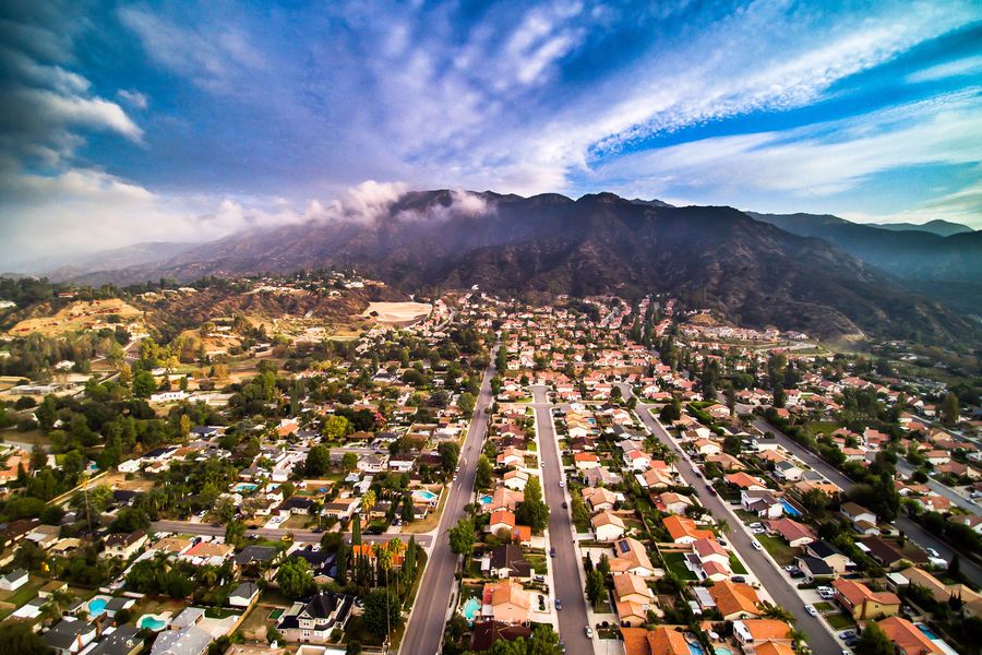 Drone shot of Duarte California