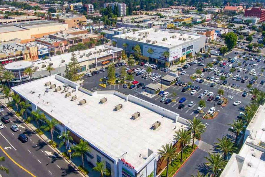 Aerial view of Alhambra buildings