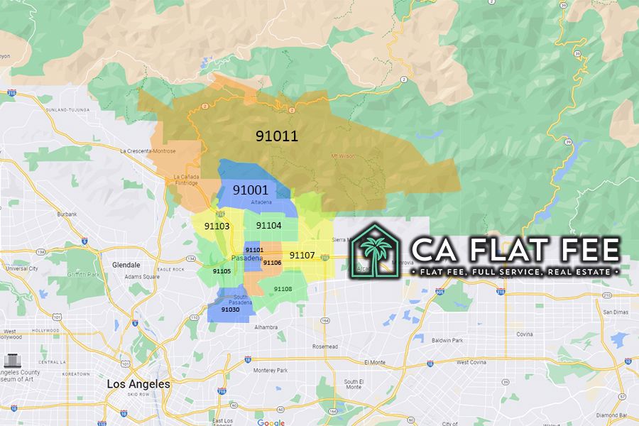 Pasadena California Zip Code Map CA FLAT FEE   Caflatfee Pasadena California Zip Code Map 01 