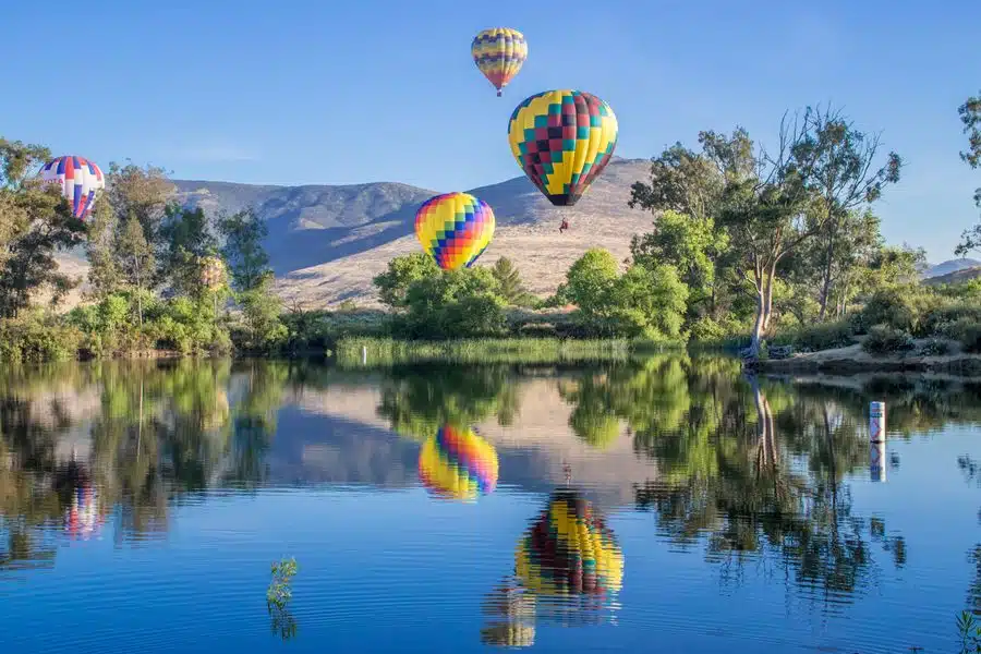 Hot air balloons flying in the sky