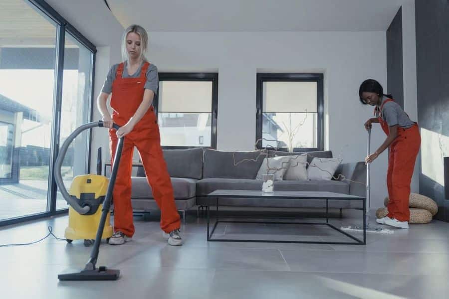 Cleaning company cleaning a house before it gets listed